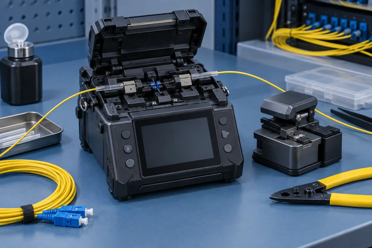 Fiber fusion splicer and precision cleaver